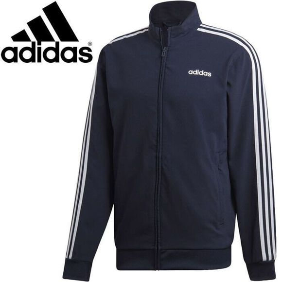 adidas DU0458 Mens Size S Essentials 3-Stripes Navy Blue Tricot Track Jacket - Picture 1 of 6